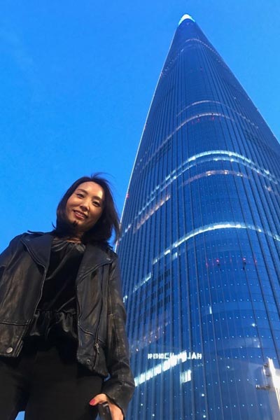 Angela Kim at the Lotte Tower in Seoul