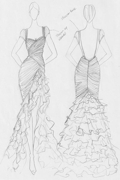 Custom bridal gown sketch