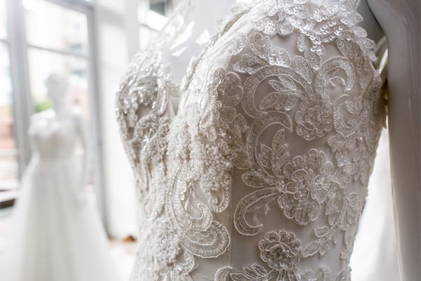 Angela Kim Couture wedding dress on dummy