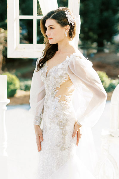 Beautiful bride Lauren in her couture wedding gown from Angela Kim Couture