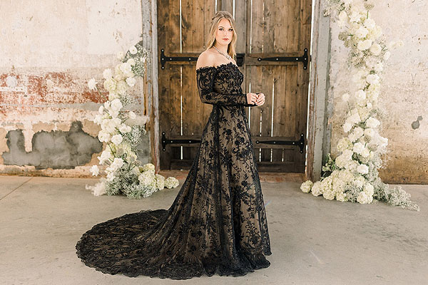 Payton in a black bridal gown