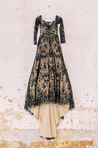 Black custom wedding dress from Angela Kim Couture