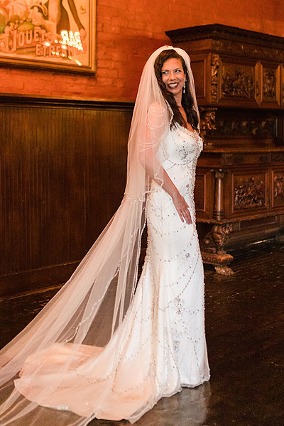 Sherri posing in gown and veil