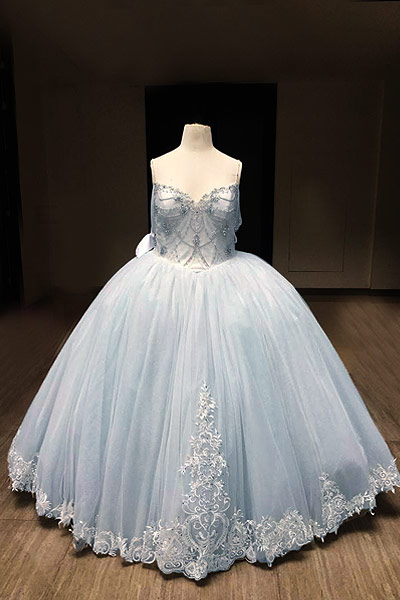 Blue princess wedding gown