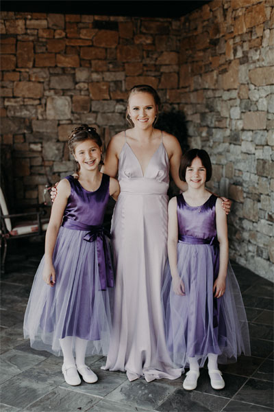Madison with her flower girls in lavender