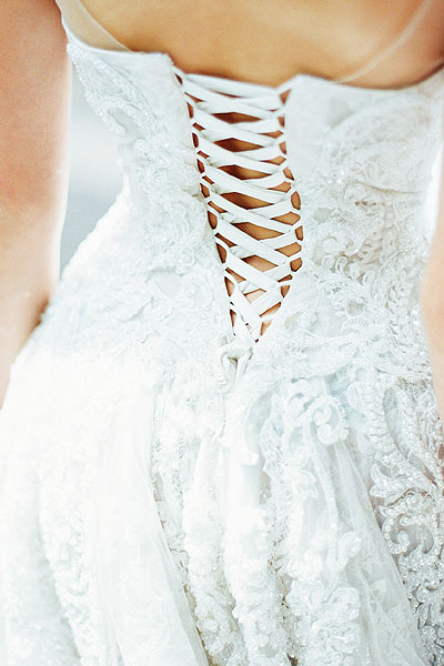 Detail shot of the back of Natalie's wedding gown