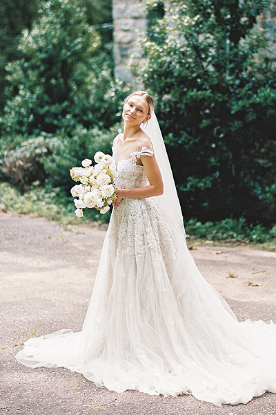 Natalie posing in her bridal gown