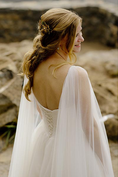Hannah in her custom wedding gown