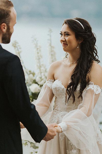 Morgan in her custom wedding dress