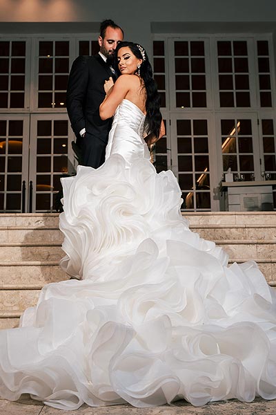 Chelsea in her custom bridal gown with Fernando