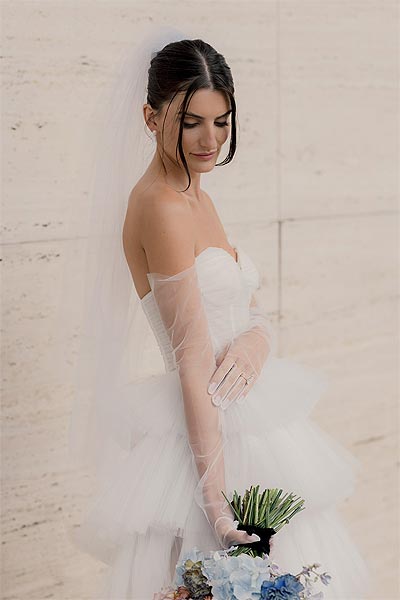Rachel in her custom wedding dress