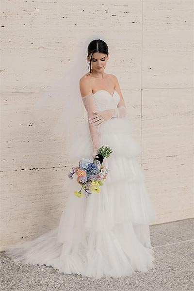 Rachel in her wedding dress