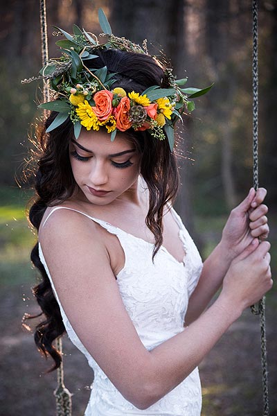 Kyra wearing a boho flower crown