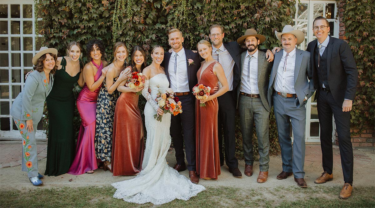 Jessica and Trent with their wedding party