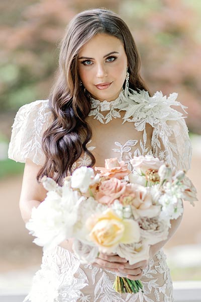 Portrait of Masha in her custom bridal gown