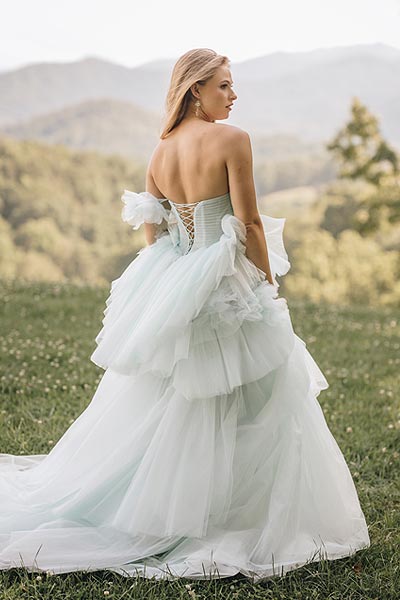 Back view of Payton's summer wedding dress