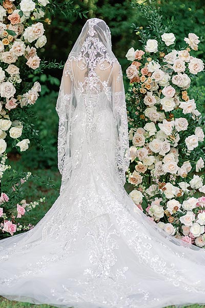 Back view of Kyra's custom wedding dress